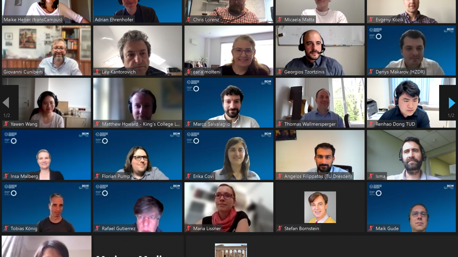 Screenshot of a virtual meeting of researchers in material sciences