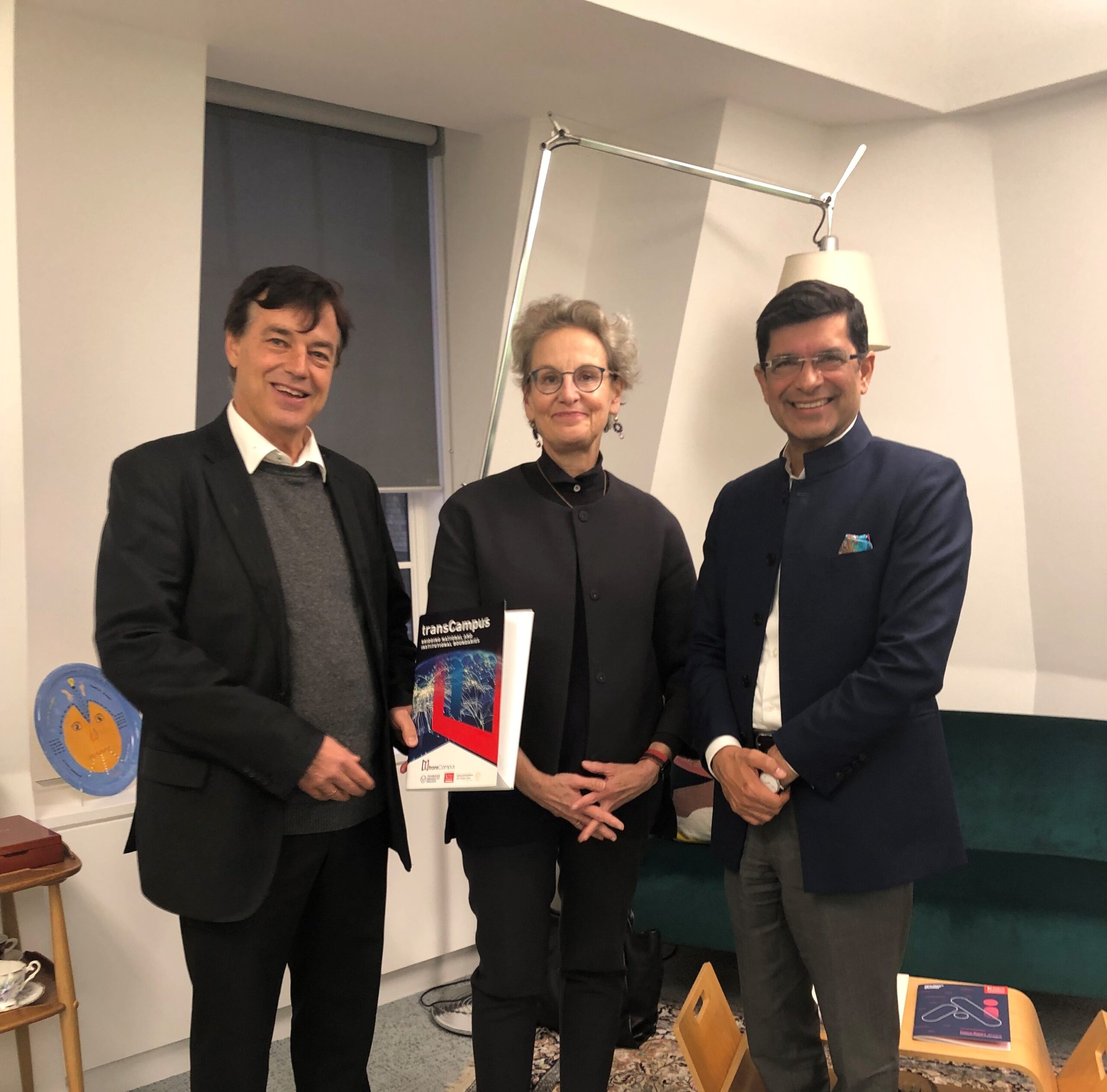 transCampus dean Stefan Bornstein with TUD's rector Ursula Staudinger and Shitij Kapur, President & Principal King's College London